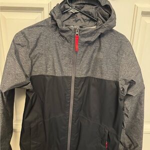 The North Face Boys L Gray and Black Raincoat